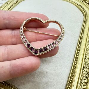 Vintage Jewelry Heart Rhinestone Brooch Pin